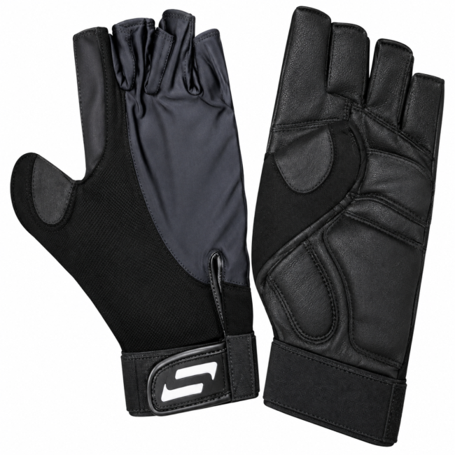 Sportaid Half Finger Full Thumb Wheelchair Gloves, Lycra w/Padded Palm