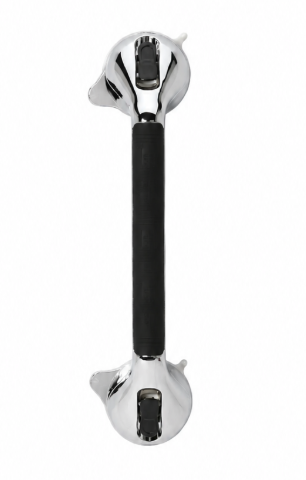 HealthSmart Chrome Suction Cup Grab Bar with BactiX, 12" or 16"